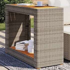vidaXL Garden Table with wooden top grey 100x40x75 cm synthetic rattan 366307