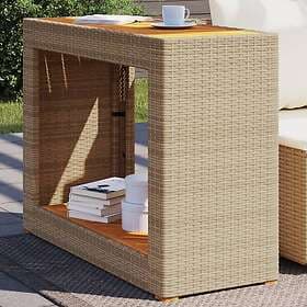 vidaXL Garden Table with wooden top beige 100x40x75 cm polyrattan 366308