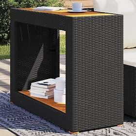 vidaXL Garden Table with wooden top black 100x40x75 cm synthetic rattan 366306