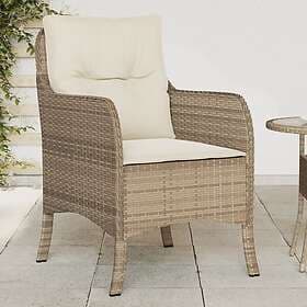 vidaXL Trädgårdsstolar med dynor 2 st beige konstrotting 365148