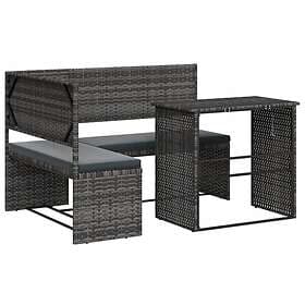 vidaXL L-shaped garden sofa with table and cushions grey polyrattan 362348
