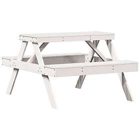 vidaXL Picknickbord vit 105x134x75 cm massivt trä 832568