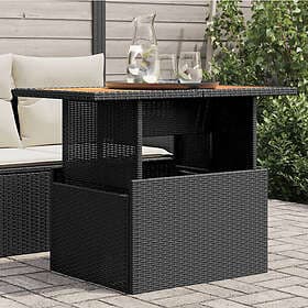 vidaXL Garden Table black 100x55x73 cm synthetic rattan and acacia wood 365976