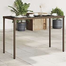 vidaXL Garden Table with glass top brown 115x54x74 cm polyrattan 365074