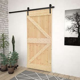 vidaXL Sliding Door with fittings 90x210 cm Solid Pine