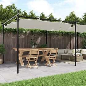 vidaXL Pergola med infällbart tak gräddvit 589x292x230 cm 360120