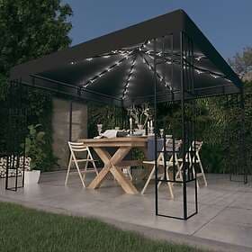 vidaXL Paviljong med ljusslinga LED 3x3 m antracit 3070322