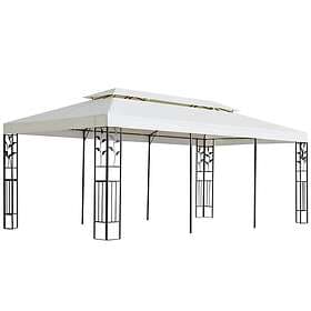 vidaXL Pavilion with double roof 6x3 m white steel