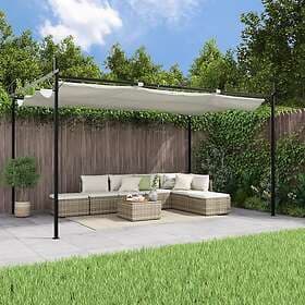 vidaXL Pergola med infällbart tak gräddvit 395x292x230 cm 360117