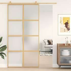 vidaXL Skjutdörr guld 102,5x205 cm frostat ESG-glas och aluminium 155189