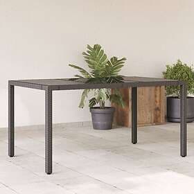 vidaXL Garden Table with glass top black 150x90x75 cm polyrattan 365589