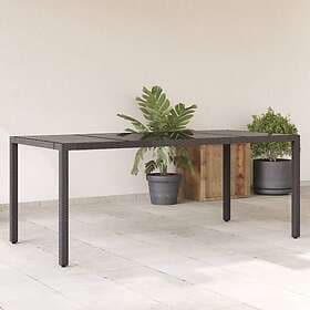 vidaXL Trädgårdsbord med glasskiva svart 190x90x75 cm konstrotting 365592