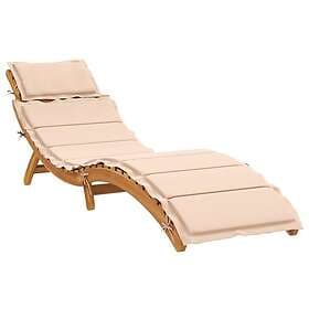 vidaXL Sunbed with cushion beige solid acacia