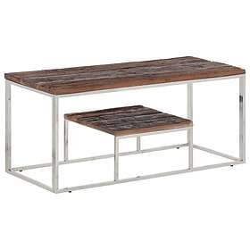 vidaXL Soffbord silver rostfritt stål och massivt sliperträ 350021