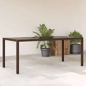 vidaXL Garden Table with glass top brown 190x90x75 cm polyrattan 365593