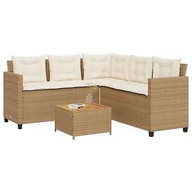 vidaXL Lounge Set L-shaped with Cushions Beige Faux Rattan
