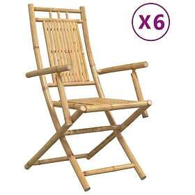 vidaXL Hopfällbara trädgårdsstolar 6 st 53x66x99 cm bambu 3278515