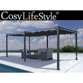 Dancover Pergola paviljong Trädgårdspaviljong Santa Cruz, 4x8m, Svart/Grå