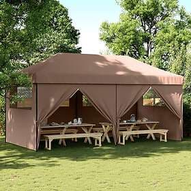 vidaXL Party Tent with 4 sidewalls 3x3m Brown