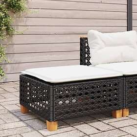 vidaXL Garden stool with cushion black rattan 63.5x56x32 cm 365932