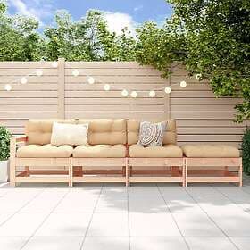 vidaXL Loungegrupp för trädgården 4 delar massiv furu 825534