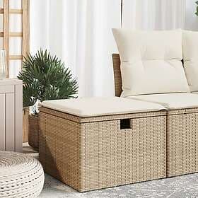 vidaXL Garden stool with cushion beige 55x55x37 cm rattan 366056