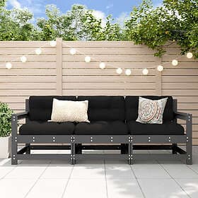 vidaXL Loungegrupp för trädgården 3 delar grå massiv furu 825529