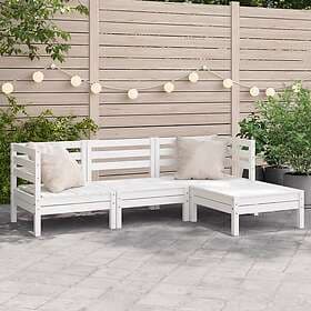 vidaXL Trädgårdssoffa med pall 3-sits vit massiv furu 838055