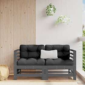 vidaXL Corner sofa with cushions 2-seat gray solid pine 825683