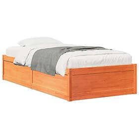 vidaXL Sängram vaxad brun 90x200 cm massiv furu