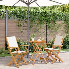 vidaXL Café Set 3 Pieces Cream Fabric and Solid Wood 3281796