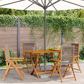 vidaXL Adjustable Garden Chairs Set of 4 Grey Solid Acacia Wood 3214532