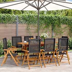 vidaXL 3214522 Garden Chairs Set of 8 Poly Rattan and Solid Wood