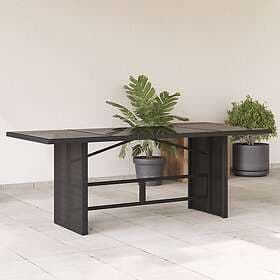 vidaXL Garden Table with glass top black 190x80x75 cm polyrattan 365602