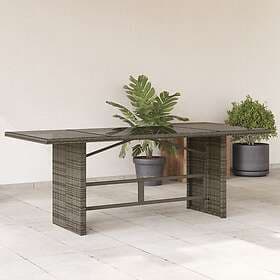 vidaXL Trädgårdsbord med glasskiva grå 190x80x75 cm konstrotting 365604