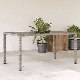 vidaXL Garden Table with glass top grey 150x90x75 cm polyrattan 365591