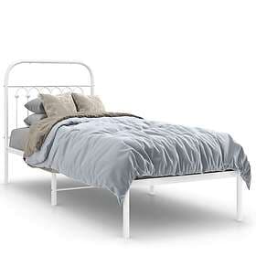 vidaXL Sängram med huvudgavel metall vit 75x190 cm 376639