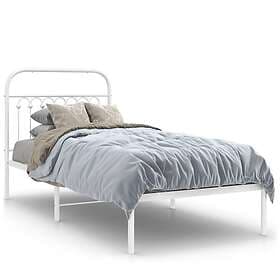 vidaXL Sängram med huvudgavel metall vit 90x190 cm 376641