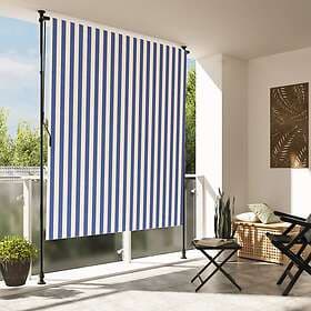 vidaXL Roller Blind Outdoor Blue and White 200x270 cm Fabric & Steel