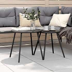 vidaXL Garden Coffee Table 2 pcs round black powder-coated steel
