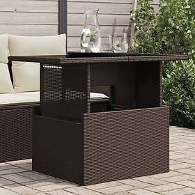 vidaXL Trädgårdsbord med glasskiva brun 100x55x73 cm konstrotting 366208