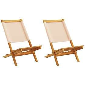 vidaXL Folding Garden Chairs 2 pcs Solid Acacia and Fabric Beige 367693