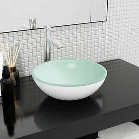 vidaXL Handfat härdat glas 35x12 cm vit 345252