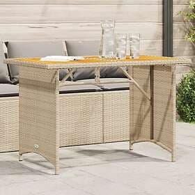 vidaXL Trädgårdsbord med träskiva beige 110x68x70 cm konstrotting 366357
