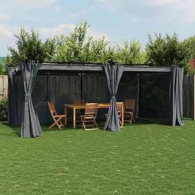vidaXL Paviljong med draperi antracit 6x3 m stål 4003921