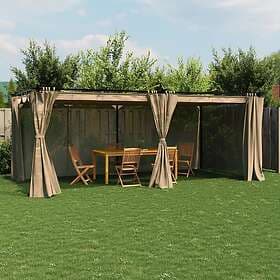 vidaXL Pavilion with curtains 6x3m taupe steel