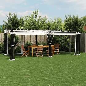 vidaXL Paviljong med nätväggar gräddvit 6x3 m stål 4003914
