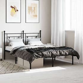 vidaXL Sängram med huvudgavel metall svart 140x190 cm