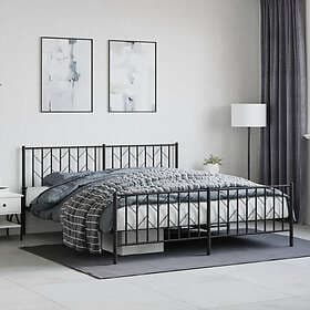 vidaXL Sängram med huvudgavel och fotgavel svart metall 183x213 cm