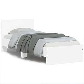 vidaXL Sängram med huvudgavel och LEDs vit 90x200 cm